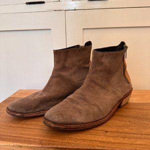 Vintage suede and leather boots with new sole - size 39